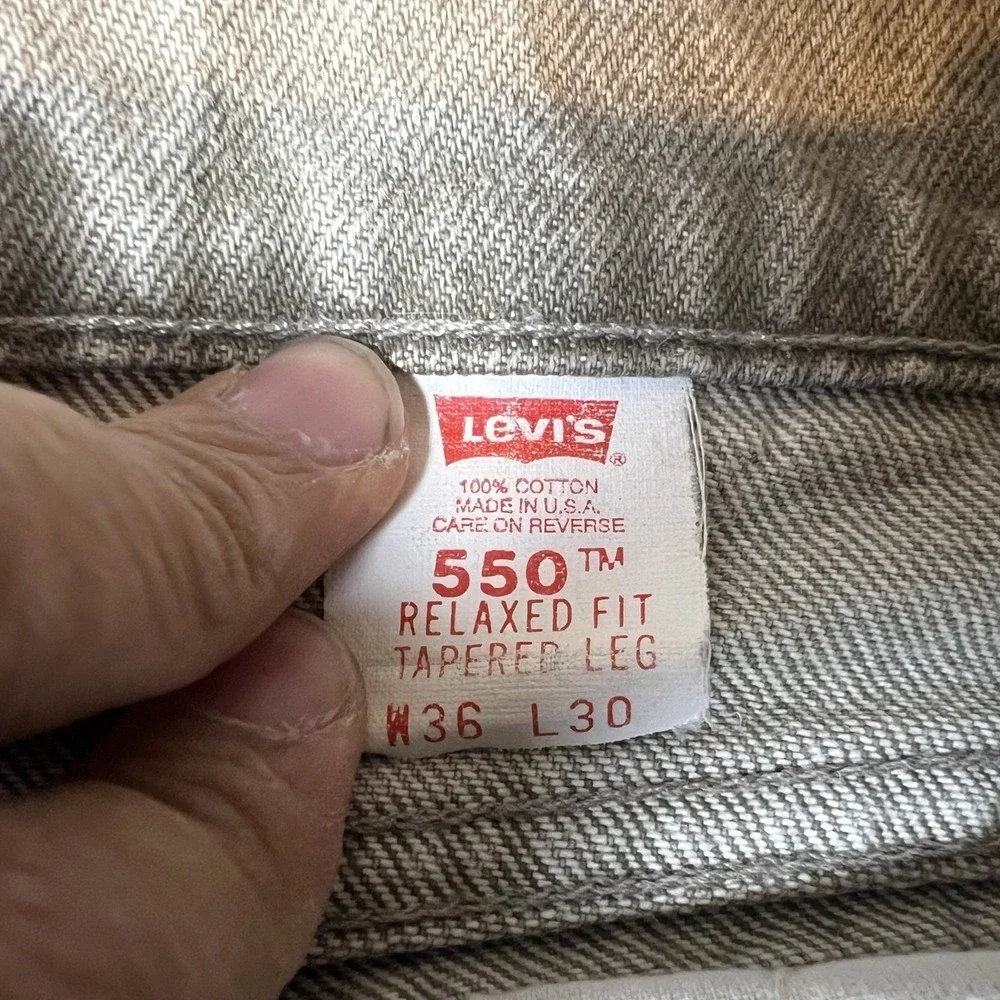 Vintage Levi's 550 Jeans Men 36x30 Orange Tab Gray Relaxed Fit Tapered Leg 90s